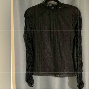 Express Black Lace L/S Mock Turtleneck - Size XS